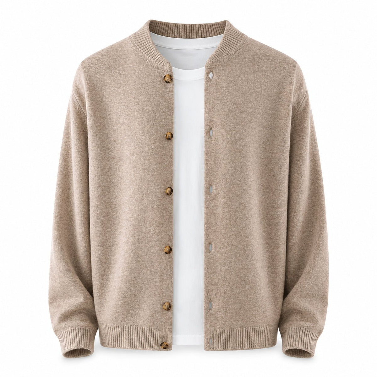 Button Wool Cardigan – Taupe - ELORO