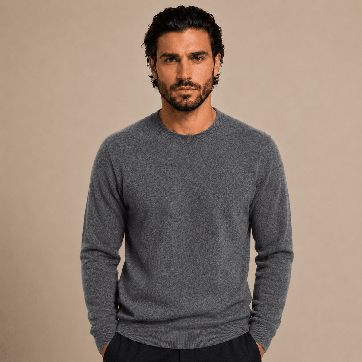 Cashmere Crewneck Sweater – Charcoal Grey - ELORO