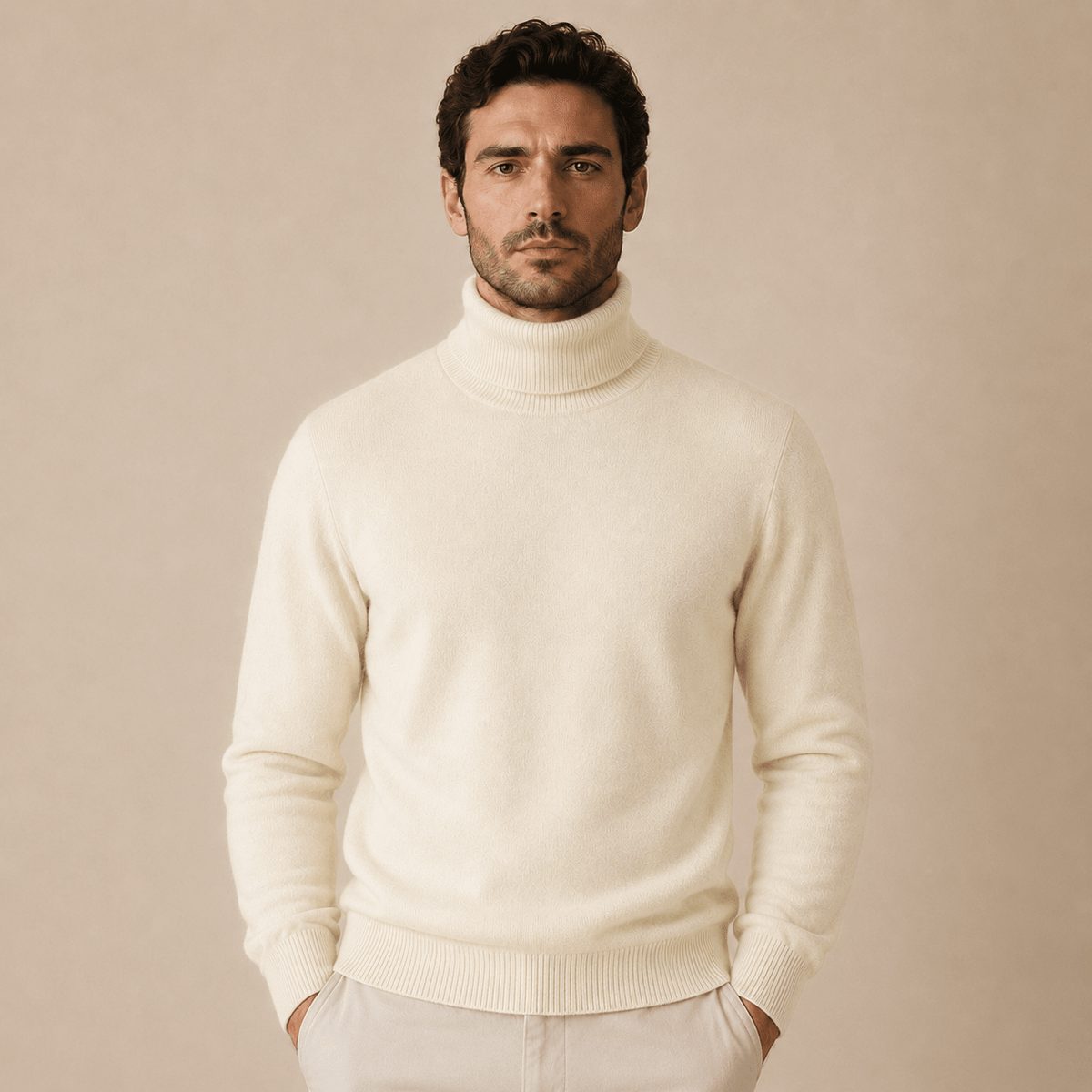 Cashmere Turtleneck Sweater – Beige - ELORO