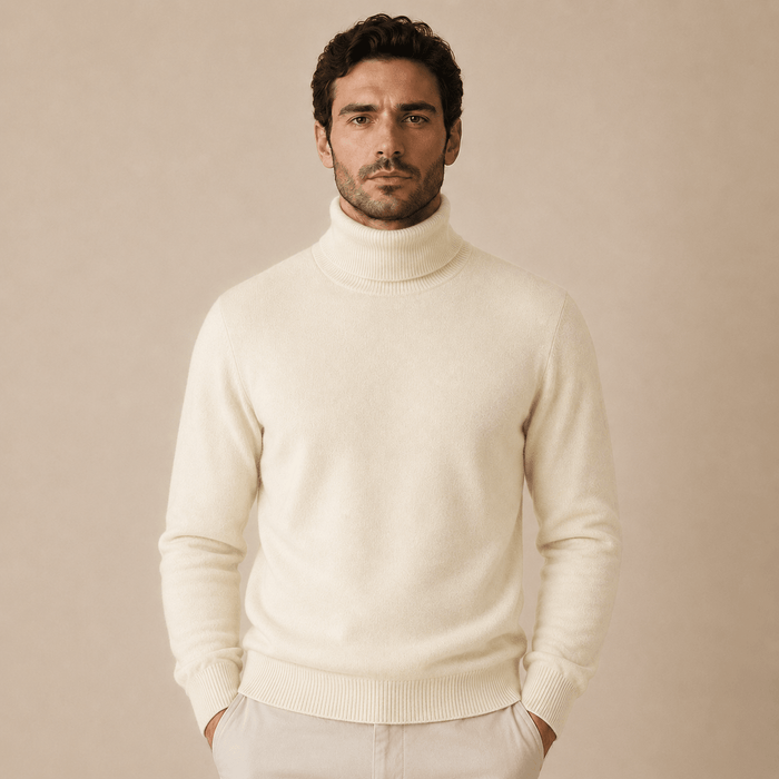 Cashmere Turtleneck Sweater – Beige - ELORO
