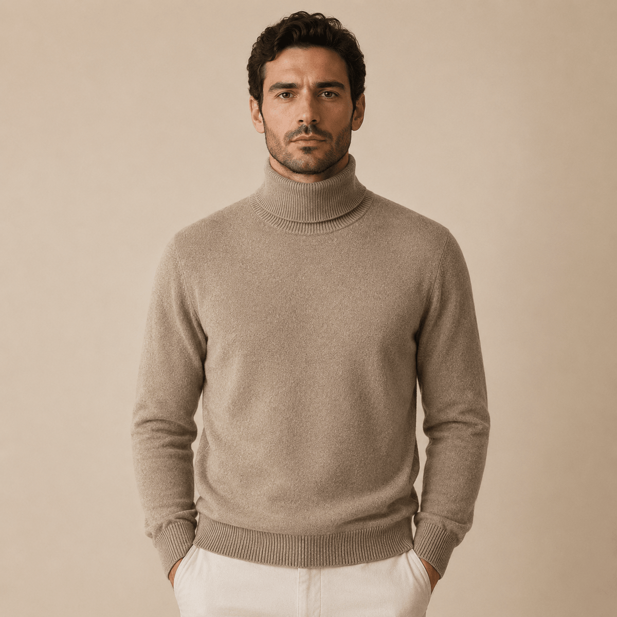 Cashmere Turtleneck Sweater – Camel - ELORO