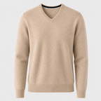 Cashmere V-Neck Sweater – Beige - ELORO