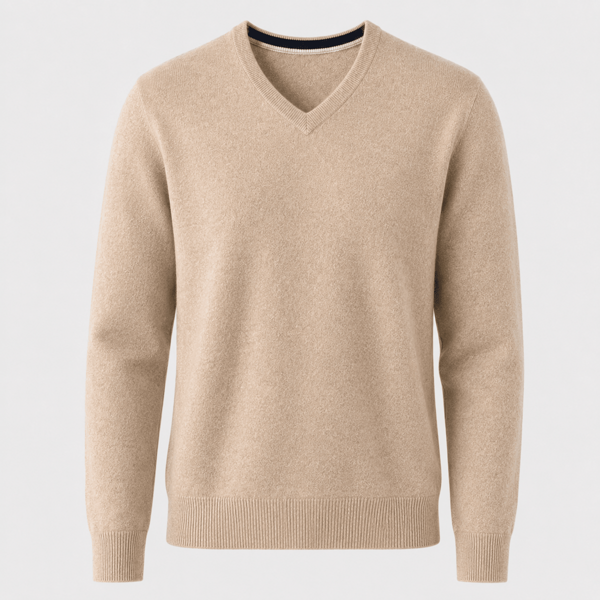 Cashmere V-Neck Sweater – Beige - ELORO