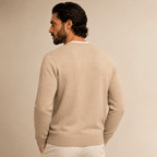 Cashmere V-Neck Sweater – Beige - ELORO