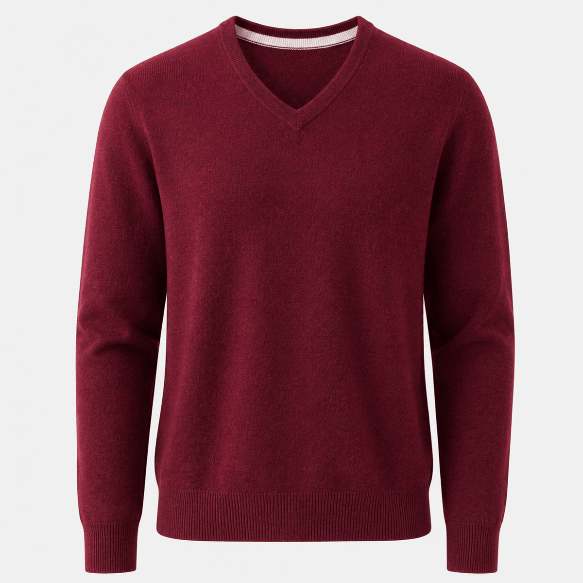 Cashmere V-Neck Sweater – Bordeaux - ELORO