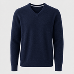 Cashmere V-Neck Sweater – Navy - ELORO
