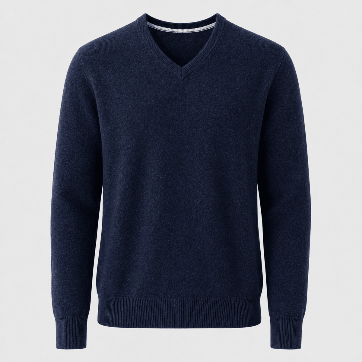 Cashmere V-Neck Sweater – Navy - ELORO
