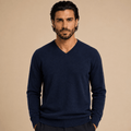 Cashmere V-Neck Sweater – Navy - ELORO