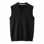 Cashmere V-Neck Sweater Vest – Black - ELORO