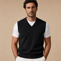Cashmere V-Neck Sweater Vest – Black - ELORO