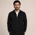 Collared Zip Wool Cardigan – Black - ELORO