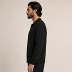 Collared Zip Wool Cardigan – Black - ELORO
