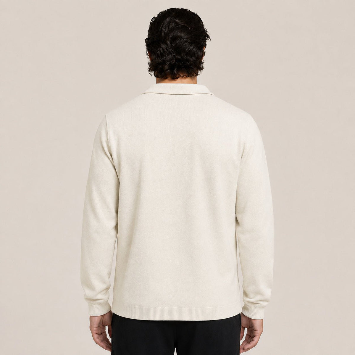 Collared Zip Wool Cardigan – Ivory - ELORO