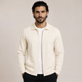Collared Zip Wool Cardigan – Ivory - ELORO
