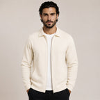 Collared Zip Wool Cardigan – Ivory - ELORO