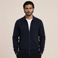 Collared Zip Wool Cardigan – Navy - ELORO