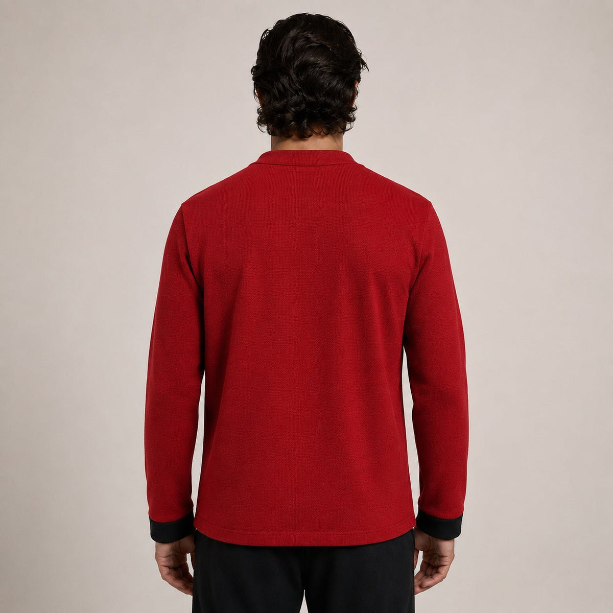 Contrast Frog-Button Wool Cardigan – Red & Black - ELORO