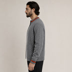 Contrast Textured Zip Wool Cardigan – Charcoal & Orange - ELORO