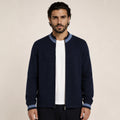 Contrast Textured Zip Wool Cardigan – Sage & Blue - ELORO
