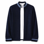 Contrast Textured Zip Wool Cardigan – Sage & Blue - ELORO