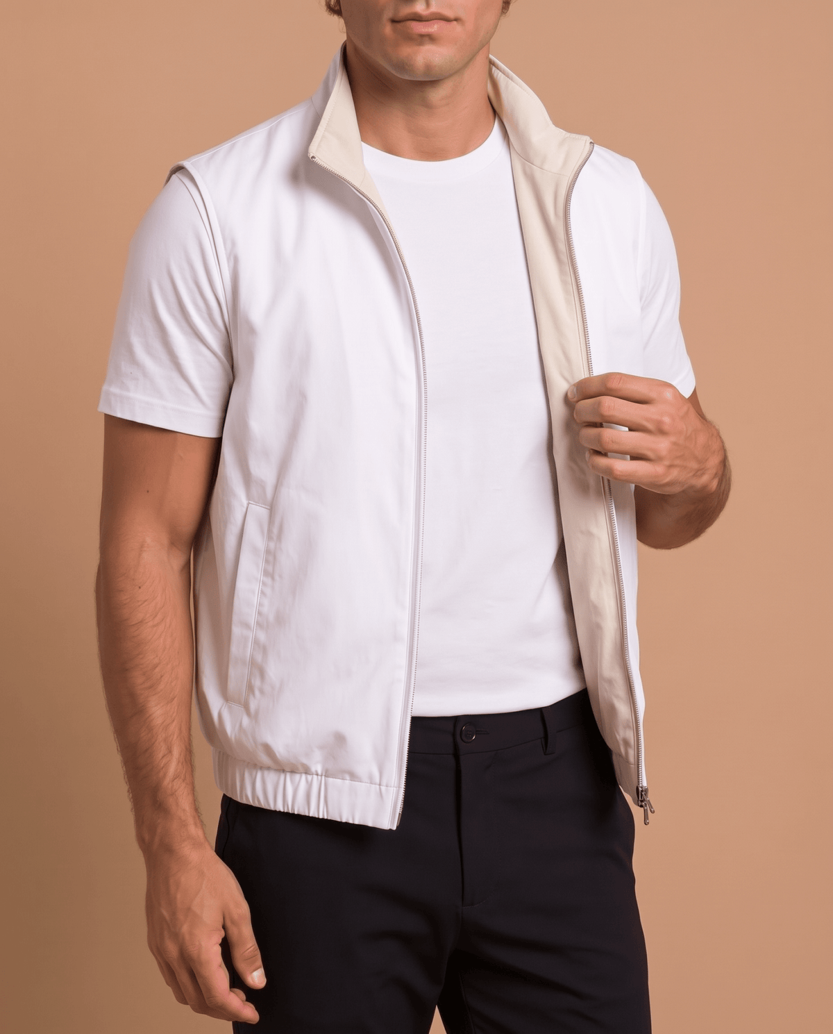 Cream Reversible Gilet - ELOROgilet