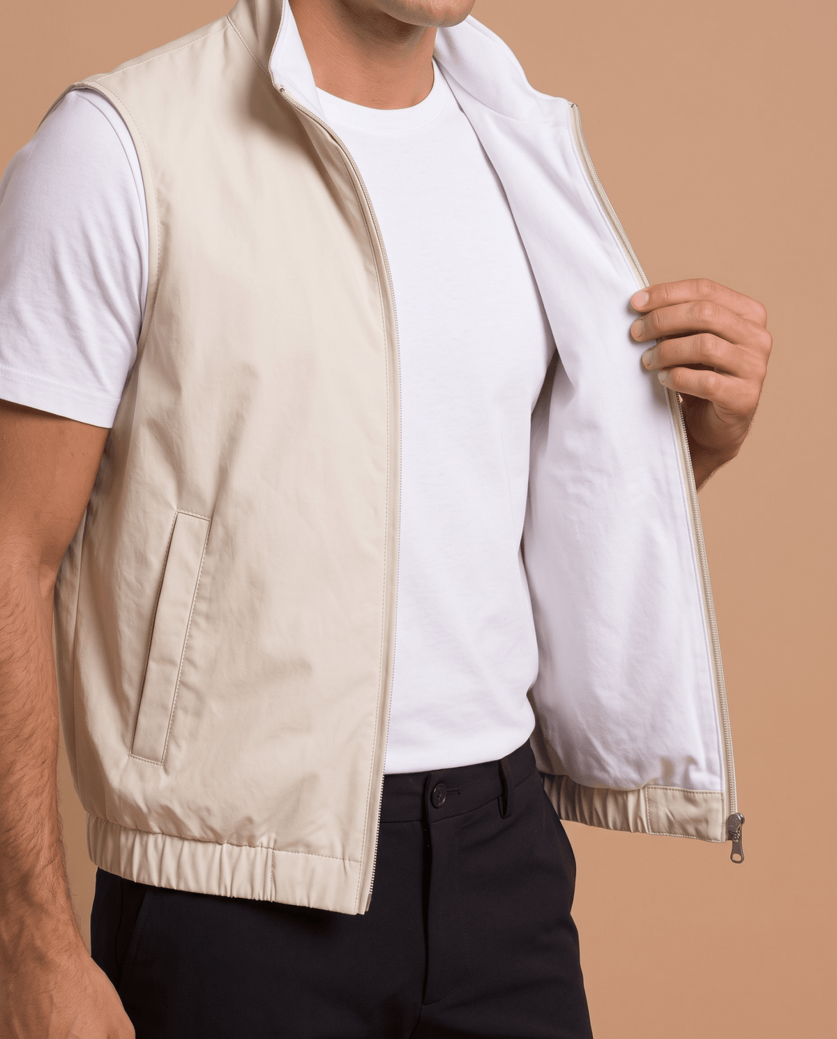 Cream Reversible Gilet - ELOROgilet