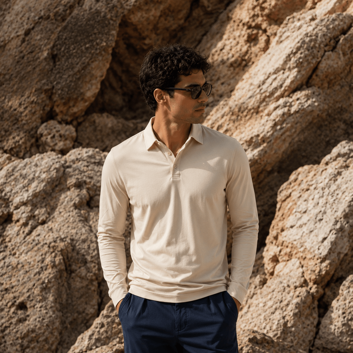 Eloro Beige Polo Longsleeve - ELORO