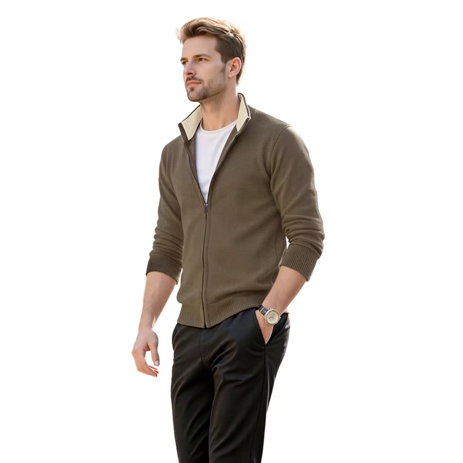 Eloro Brown Cardigan Zip - ELORO