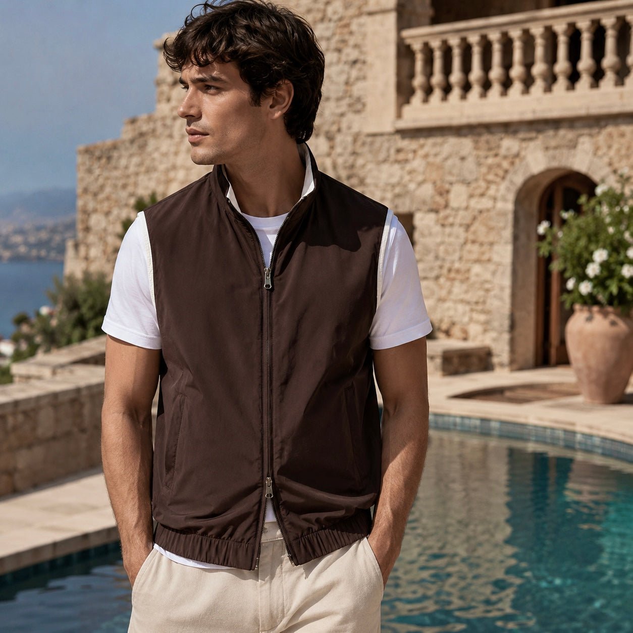 Eloro Brown Reversible Gilet - ELORO