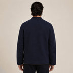 Embroidered Frog-Button Wool Cardigan – Navy & Gold - ELORO