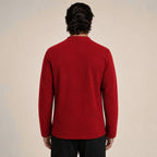 Embroidered Frog-Button Wool Cardigan – Red & Gold - ELORO