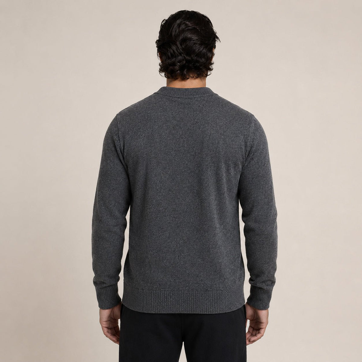 Fine-Knit Zip Wool Cardigan – Charcoal - ELORO