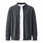 Fine-Knit Zip Wool Cardigan – Charcoal - ELORO