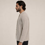 Frog-Button Wool Cardigan – Beige - ELORO