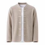 Frog-Button Wool Cardigan – Beige - ELORO