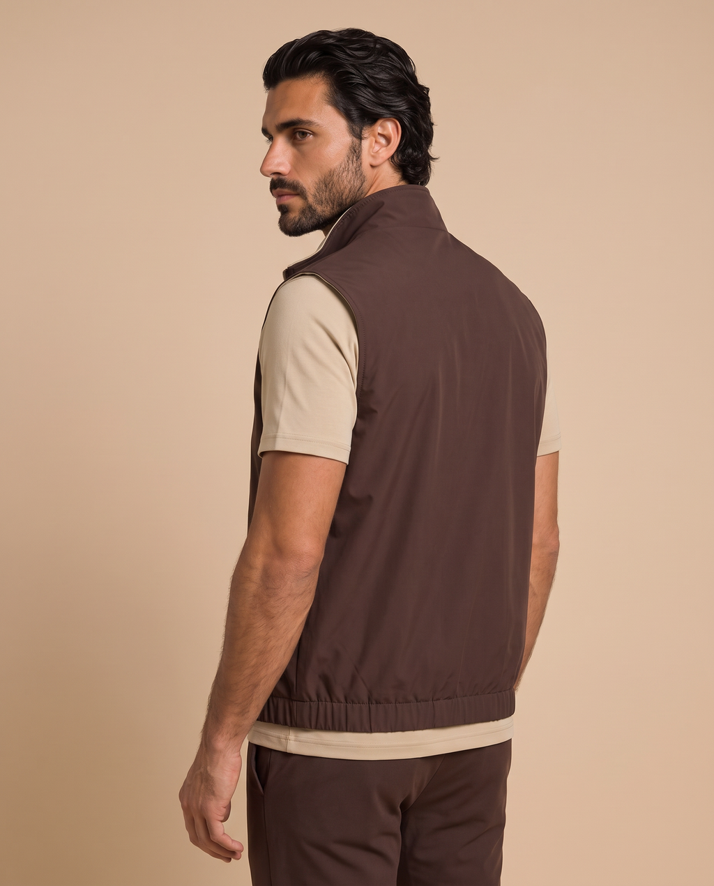 Reversible Motion Gilet — Brown & Warm Stone