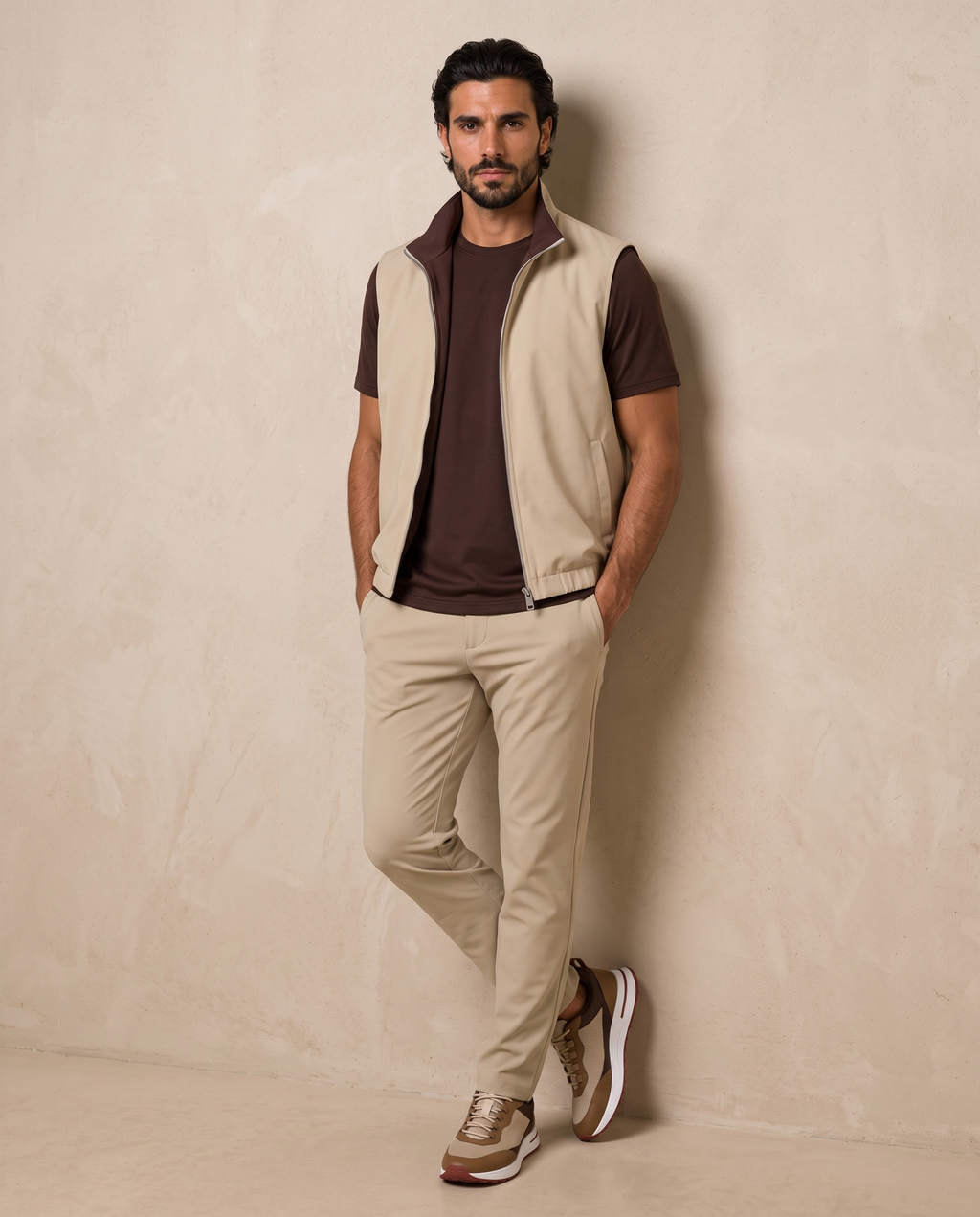 Reversible Motion Gilet — Brown & Warm Stone