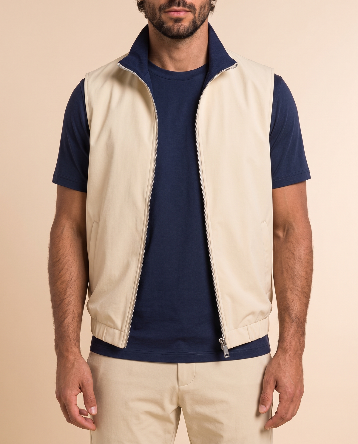 Reversible Motion Gilet — Navy & Cream