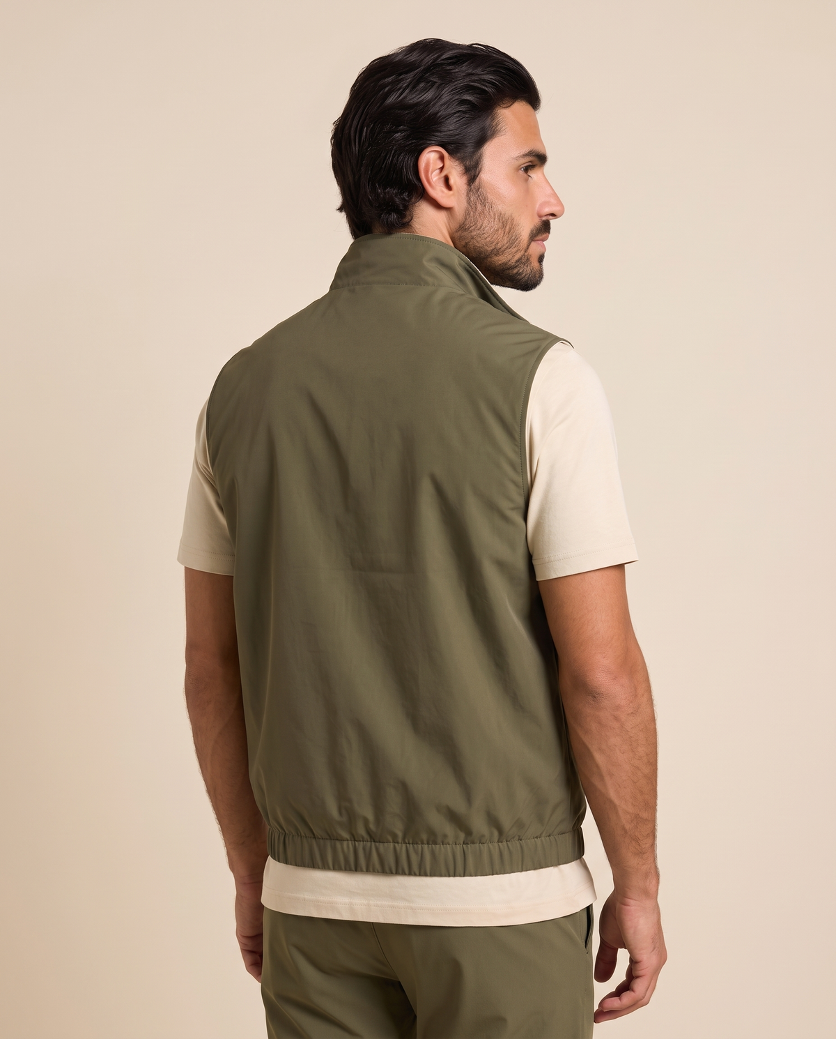 Reversible Motion Gilet — Olive & Cream