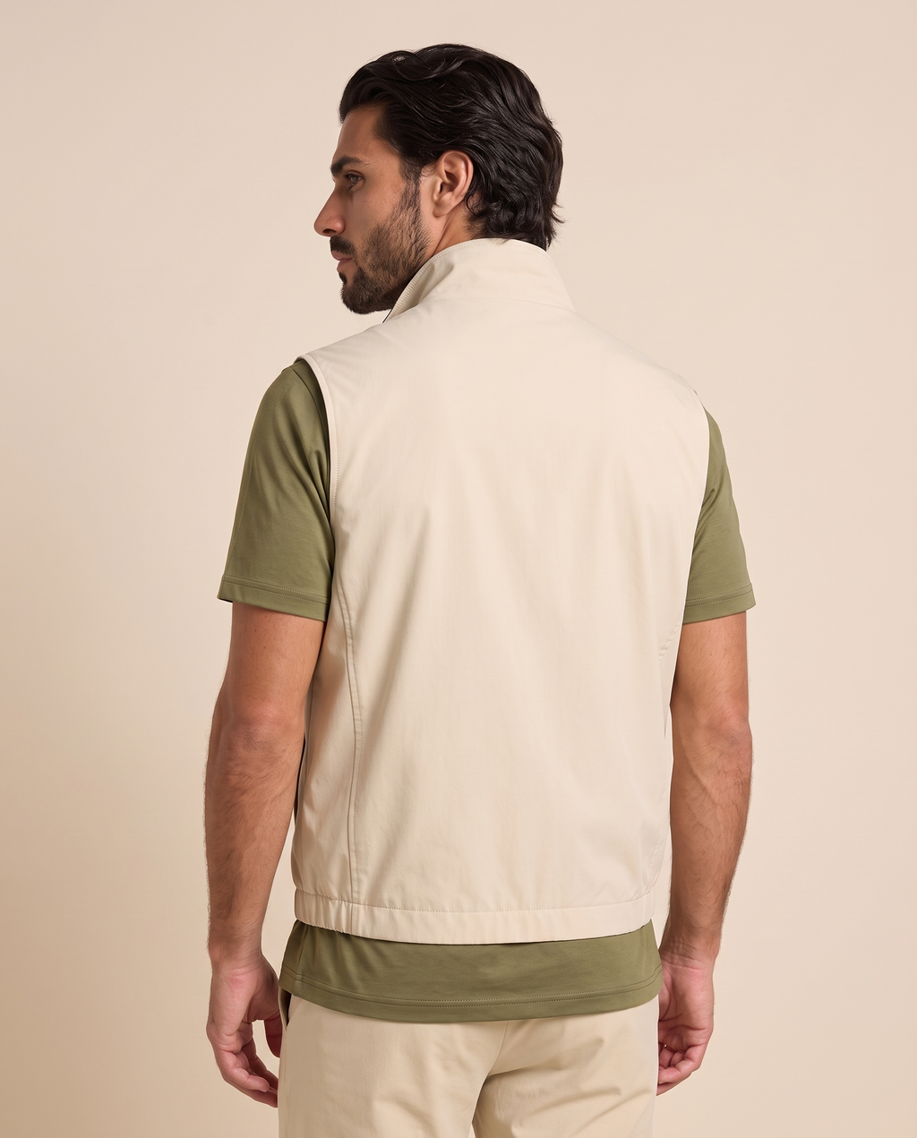 Reversible Motion Gilet — Olive & Cream