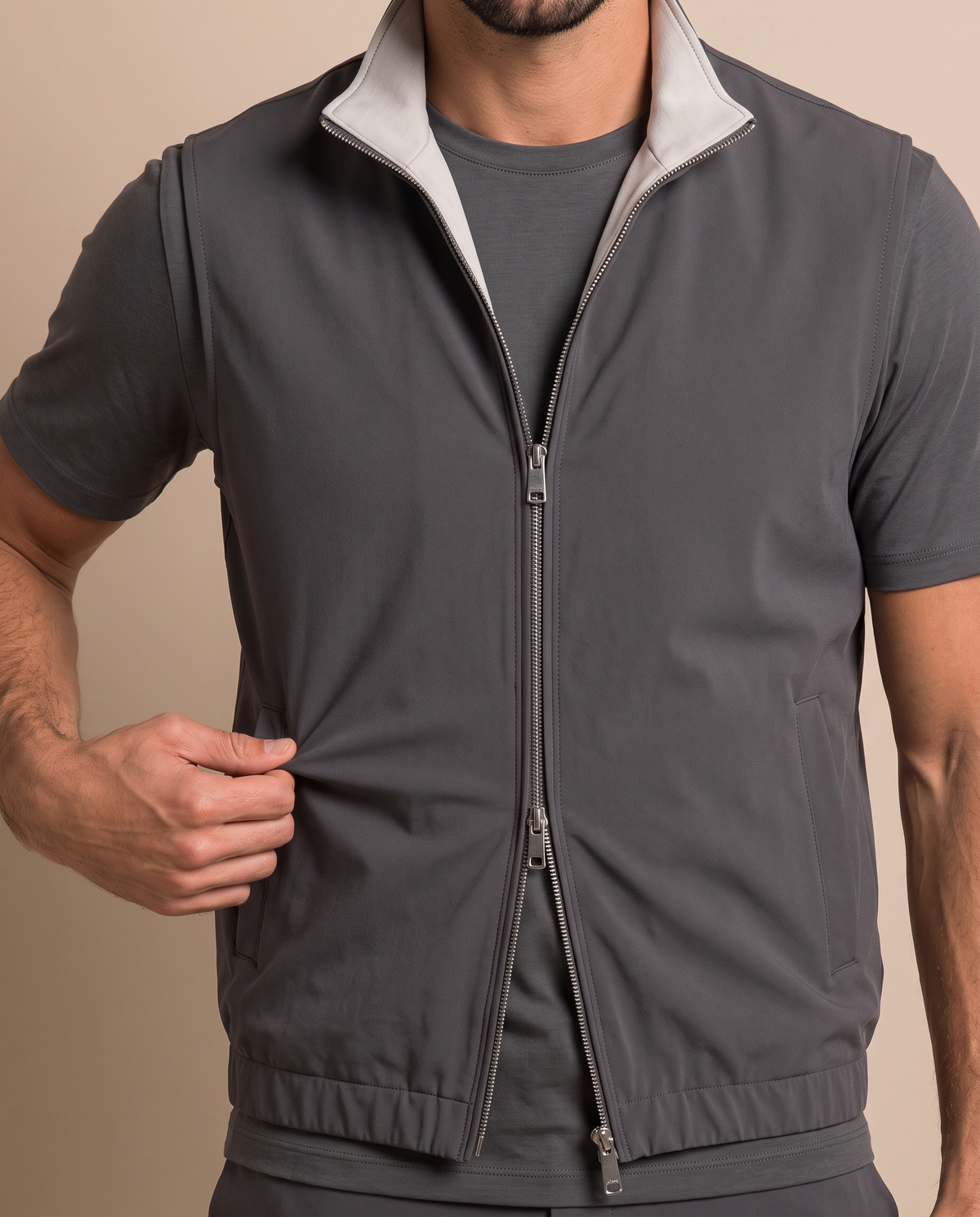 Reversible Motion Gilet — Dark Grey & Light Grey