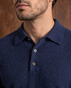 Cashmere Long-Sleeve Button Polo – Navy