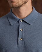 Cashmere Long-Sleeve Button Polo - Baby Blue