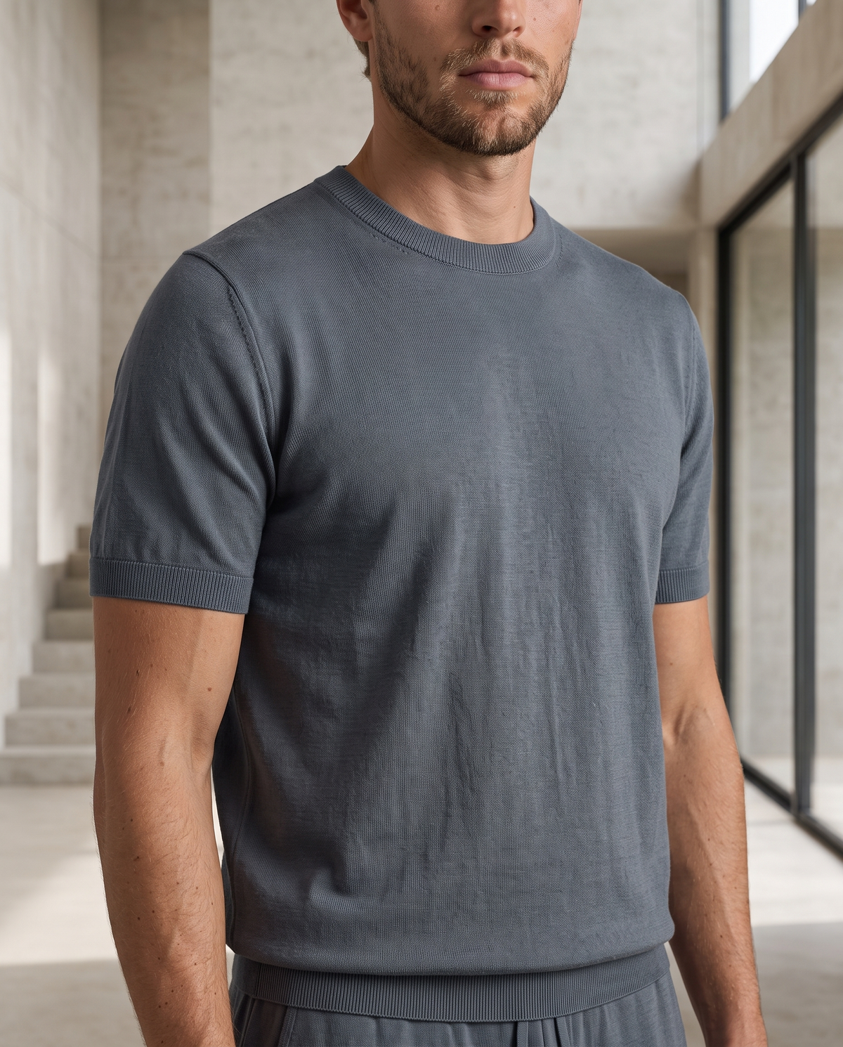 Cashmere Short-Sleeve T-Shirt – Blue