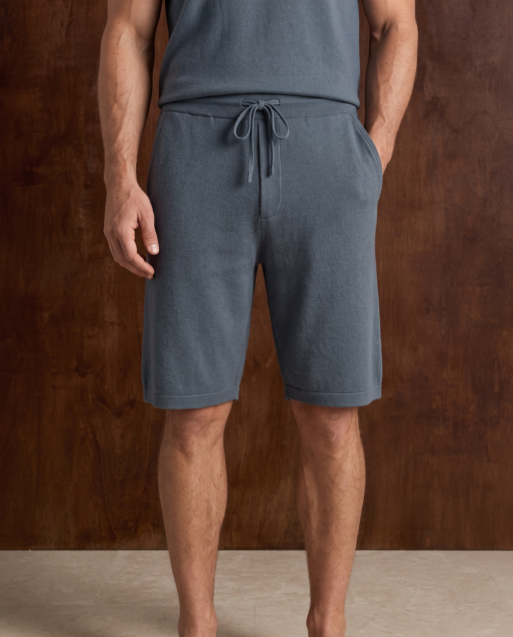 Cashmere Long Shorts – Blue