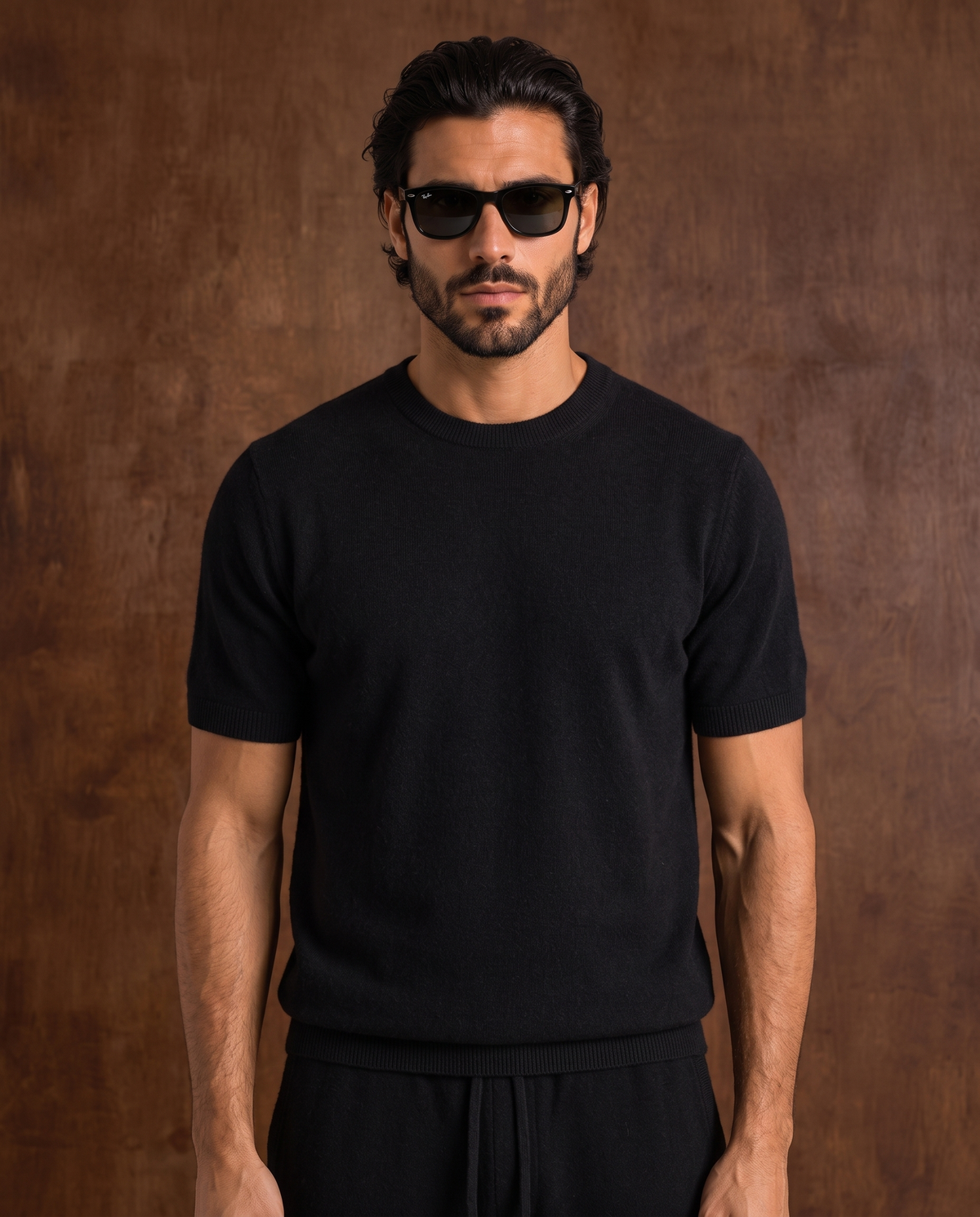 Cashmere Short-Sleeve T-Shirt – Black