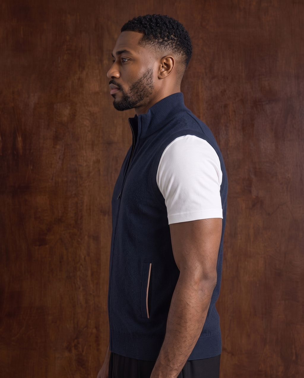 Cashmere Zip Gilet – Navy