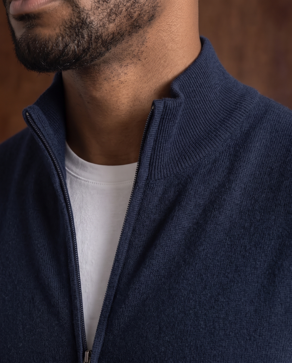 Cashmere Zip Gilet – Navy