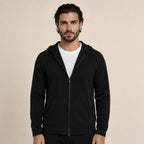 Hooded Wool Blazer Cardigan – Black - ELORO