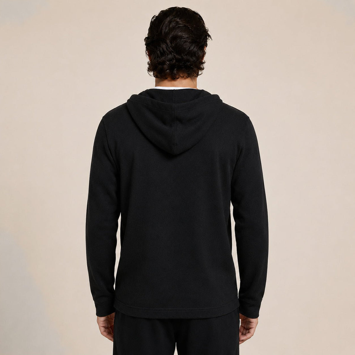 Hooded Wool Blazer Cardigan – Black - ELORO